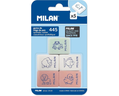 Blíster 5 gomas Rectangulares con dibujos infantiles 445 MILAN