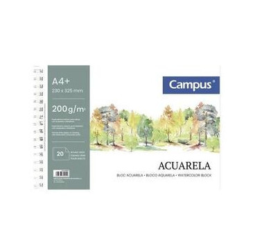 Campus Bloc de Acuarela Espiral Liso 200gr - 20 Hoja -A4