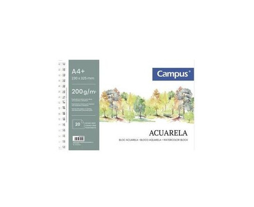 Campus Bloc de Acuarela Espiral Liso 200gr - 20 Hoja -A4