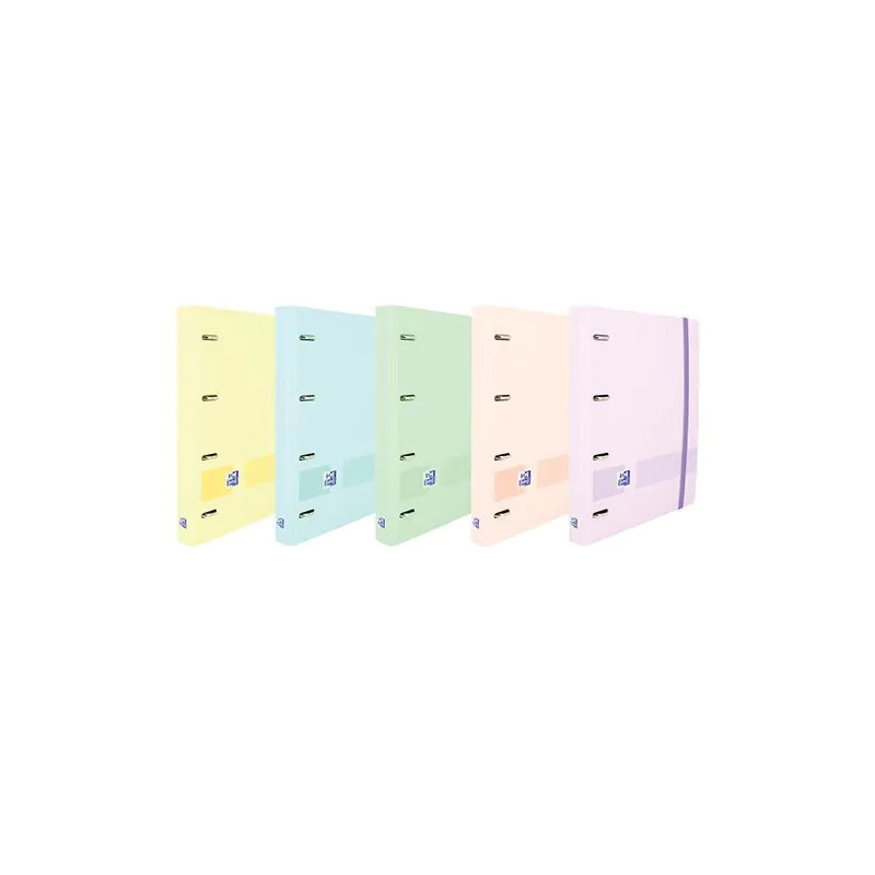 Carpeta con recambio oxford europeanbinder live&go din a4+polyfoam 4 anillas 35 mm cuadro 5 mm colores pastel