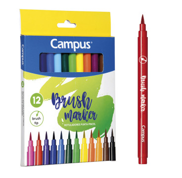 ROTULADOR CAMPUS PUNTA PINCEL 12 COLORES