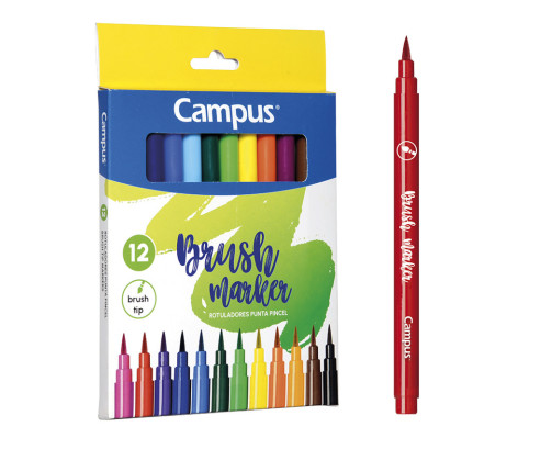 ROTULADOR CAMPUS PUNTA PINCEL 12 COLORES