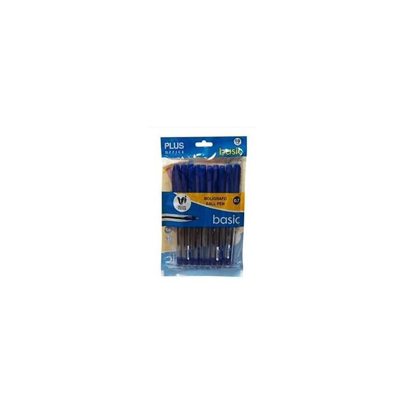 Bolígrafos marca Plus Office modelo BOLIGRAFO PLUS +BASIC AZUL/BOLSA 10U