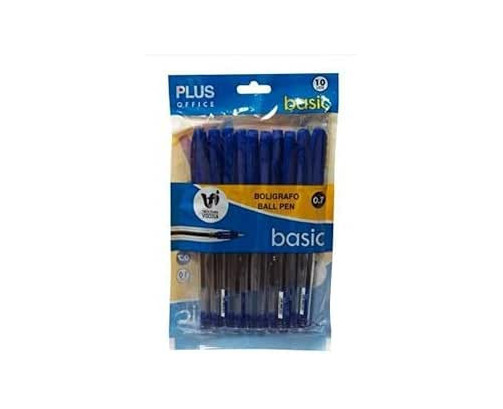 Bolígrafos marca Plus Office modelo BOLIGRAFO PLUS +BASIC AZUL/BOLSA 10U