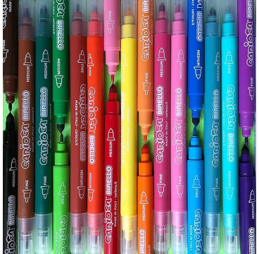 Carioca Rotulador Birello Doble Punta Fina-Media, Colores Surtidos, Estuche 24 Unidades