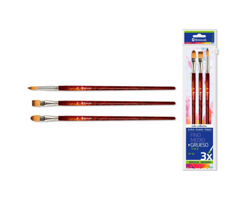 Juego de  3 pinceles Largos Gruesos N 16