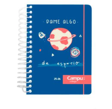 Agenda Escolar Diaria A5 2025-2026 Tapa Dura Estándar Campus
