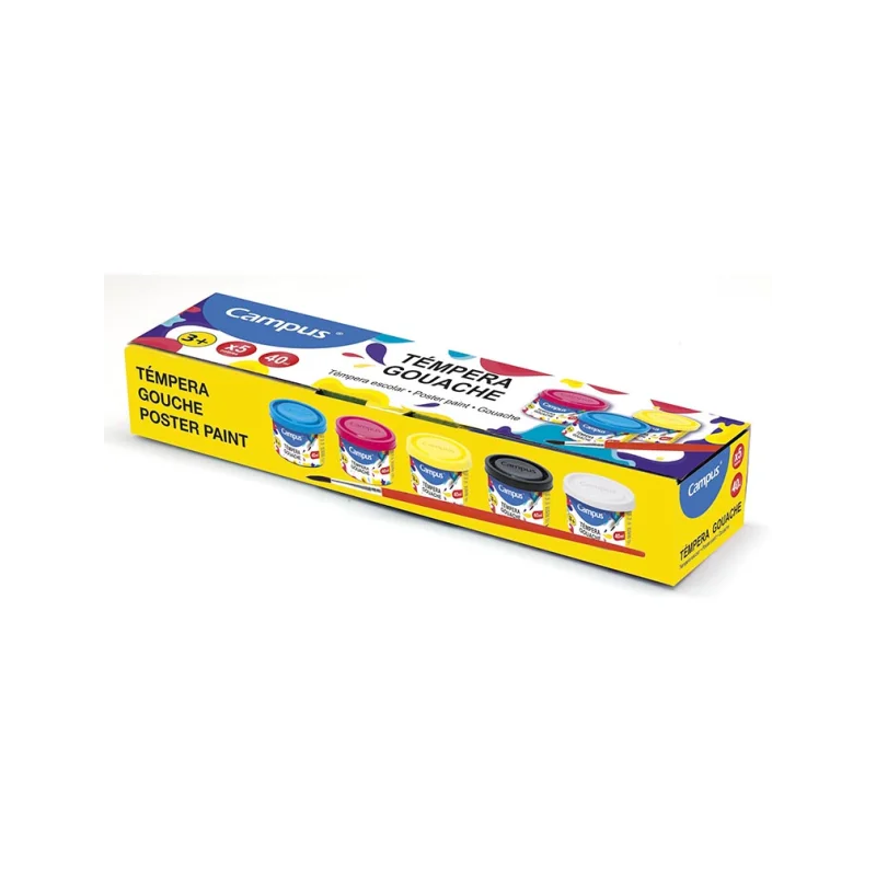 Témpera Campus College 40 ml 5 Colores + Pincel