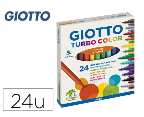 Rotulador giotto turbo color caja de 24 colores lavables con punta bloqueada
