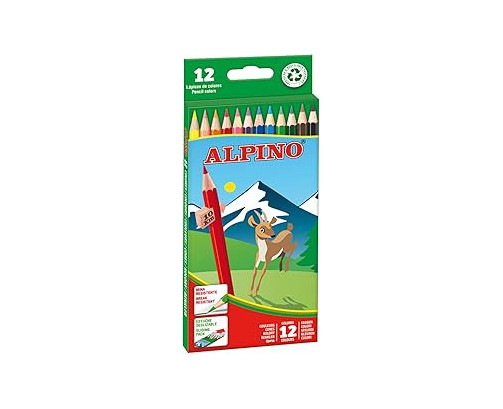 Lapices de colores alpino  caja de 12 colores largos