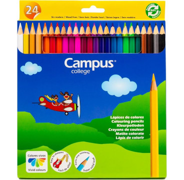 Campus College - Lápices de colores para dibujo, Pack 24 lápices
