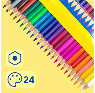 Campus College - Lápices de colores para dibujo, Pack 24 lápices