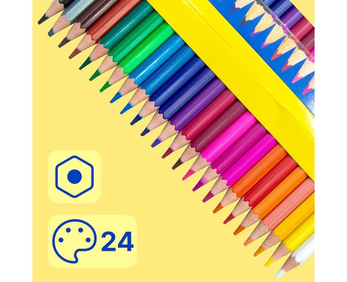 Campus College - Lápices de colores para dibujo, Pack 24 lápices