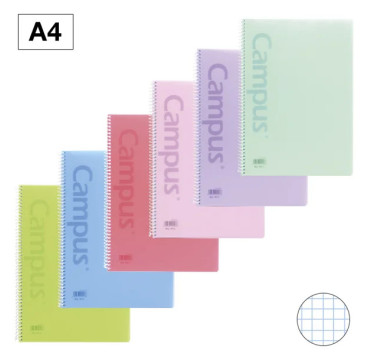 Cuadernos  Espiral A4 T. Plastico 90gr Cuadrícula 4x4 Campus Colores Pastel ( 1 UDS )