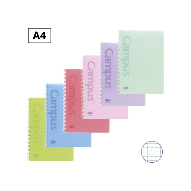 Cuadernos  Espiral A4 T. Plastico 90gr Cuadrícula 4x4 Campus Colores Pastel ( 1 UDS )