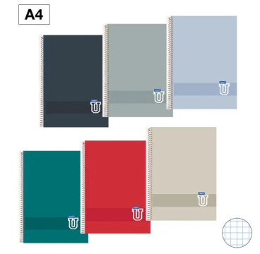 Cuadernos  Espiral A4 T. Plastico 90gr Cuadrícula 4x4 Campus Colores  ( 1 UDS )