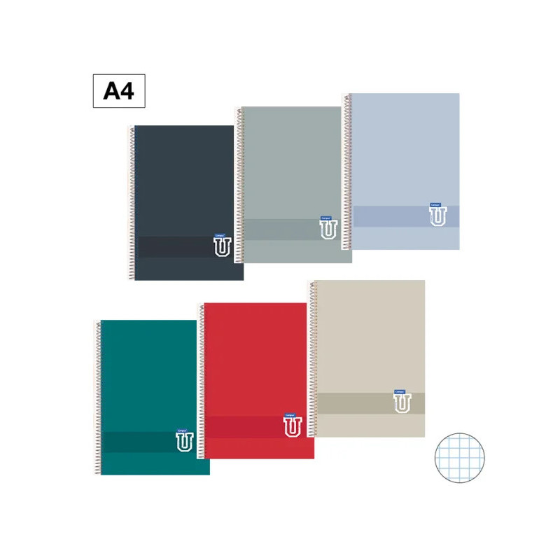 Cuadernos  Espiral A4 T. Plastico 90gr Cuadrícula 4x4 Campus Colores  ( 1 UDS )