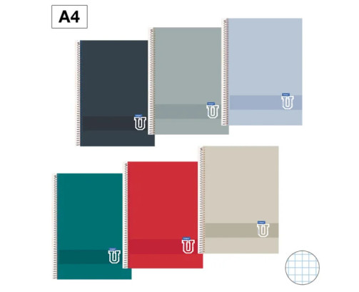 Cuadernos  Espiral A4 T. Plastico 90gr Cuadrícula 4x4 Campus Colores  ( 1 UDS )
