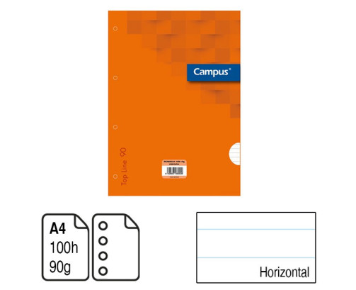 Campus-Recambio Archivador Campus A4 100 Hojas 90g Rayado Horizontal