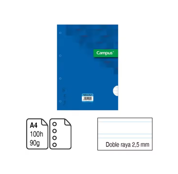 RECAMBIO CAMPUS ORIGINAL TAMAÑO A4 recambio de cuaderno de hojas sueltas 100    Horizontal