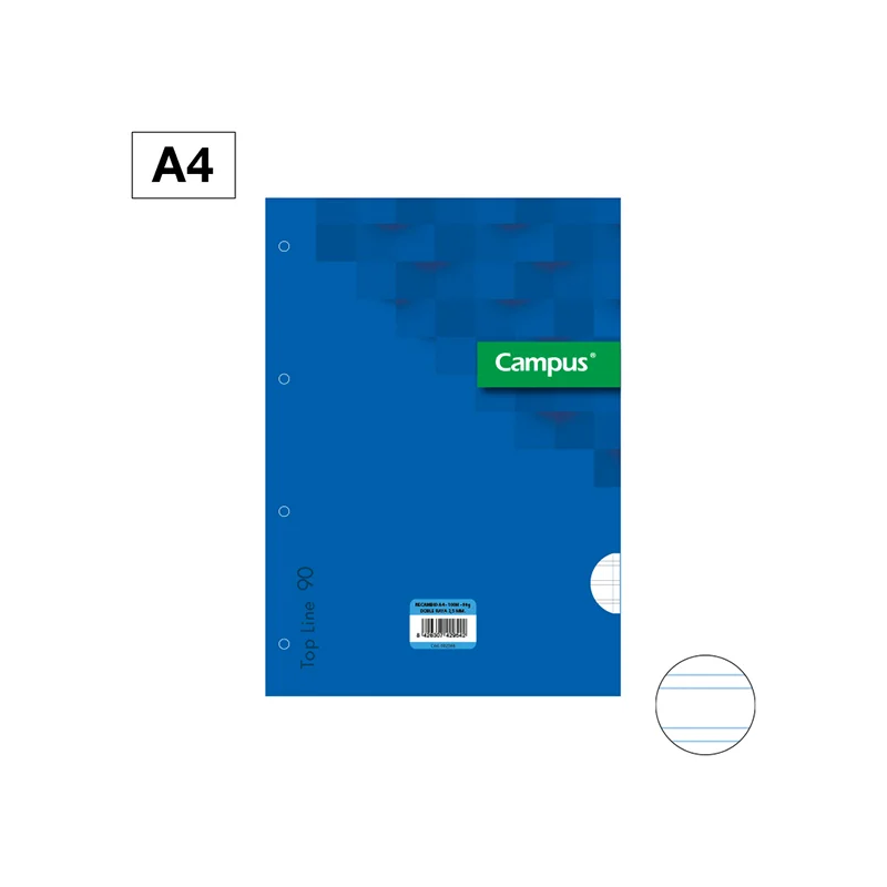 RECAMBIO CAMPUS ORIGINAL TAMAÑO A4 recambio de cuaderno de hojas sueltas 100    Horizontal