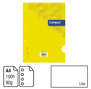 Campus-Hojas A4 , Recambio Achivador Blanco Liso, 100 Hojas
