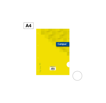 Campus-Hojas A4 , Recambio Achivador Blanco Liso, 100 Hojas