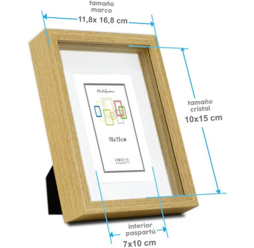Marco con profundidad 15x15cm - 30x40cm  Haya MOD 3503 madera con paspartu