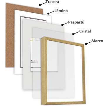 Marco con profundidad 15x15cm - 30x40cm  Haya MOD 3503 madera con paspartu
