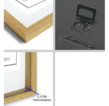 Marco con profundidad 15x15cm - 30x40cm  Haya MOD 3503 madera con paspartu